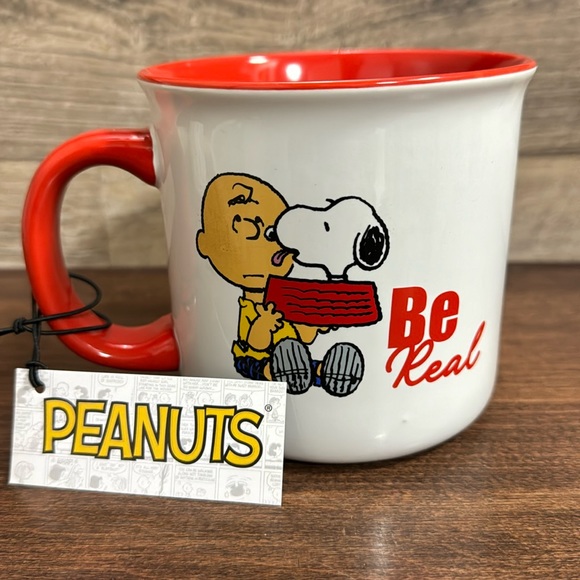 Super Cute Peanuts Charlie Brown & Snoopy Be Real Ceramic Mug - NEW - Picture 2 of 5